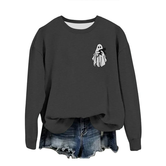 ibiyuan Halloween Sweatshirts for Women Crew Neck Lightweight Shirts for Women Plus Size Spooky Season Pumpkin Sweater Pullover Fall Basic Tops Halloweens Gifts