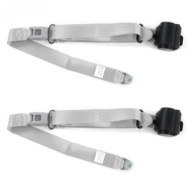 Jeep Wrangler 1987-1996 Standard 3 Point Gray & Grey Retractable Bucket Seat Belt Kit - 2 Belts