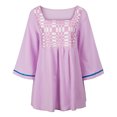 thumbnail image 3 of Blusa vintage para mujer, cuello cuadrado, acampanada, media manga, cómoda, elegante, suelta, i Abanopi Mujeres blusa vintage, 3 of 7