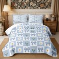 thumbnail image 2 of Manfei Floral Bow Daisy Bed Spread Queen 3pcs,Geometric Plaid Queen Coverlet Set,1 Quilt and 2 Pillowcases, 2 of 7