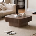 thumbnail image 3 of GZXS 31.5" Modern Square Flip-Top Coffee Table with Storage, Wood Veneer Top, Vertical Grooves Sides, Stylish Center Table for Living Room, Walnut, 3 of 9