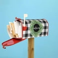 thumbnail image 4 of Wreath Buffalo Plaid Mailbox Cover Magnetic Black White Plaid and Leaves Mailbox Cover Standard Size 21 x 18 Inches Farmhouse Rustic Welcome Post Box Cover Wraps Garden Yard Home Decor for Outdoor, 4 of 6