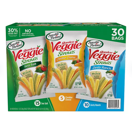 Sensible Portions Garden Veggie Straw, Variety Pack, 30 pk.