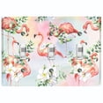 thumbnail image 1 of Metal Light Switch Plate Outlet Cover Tropical Pink Flamingo Flowers Rainbow FGO003, 1 of 13