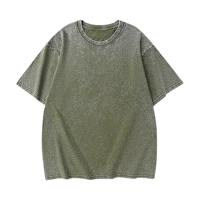 Styesk T-Shirts pour Hommes Vintage Couleur Unie Décontracté Manches Courtes Col Rond