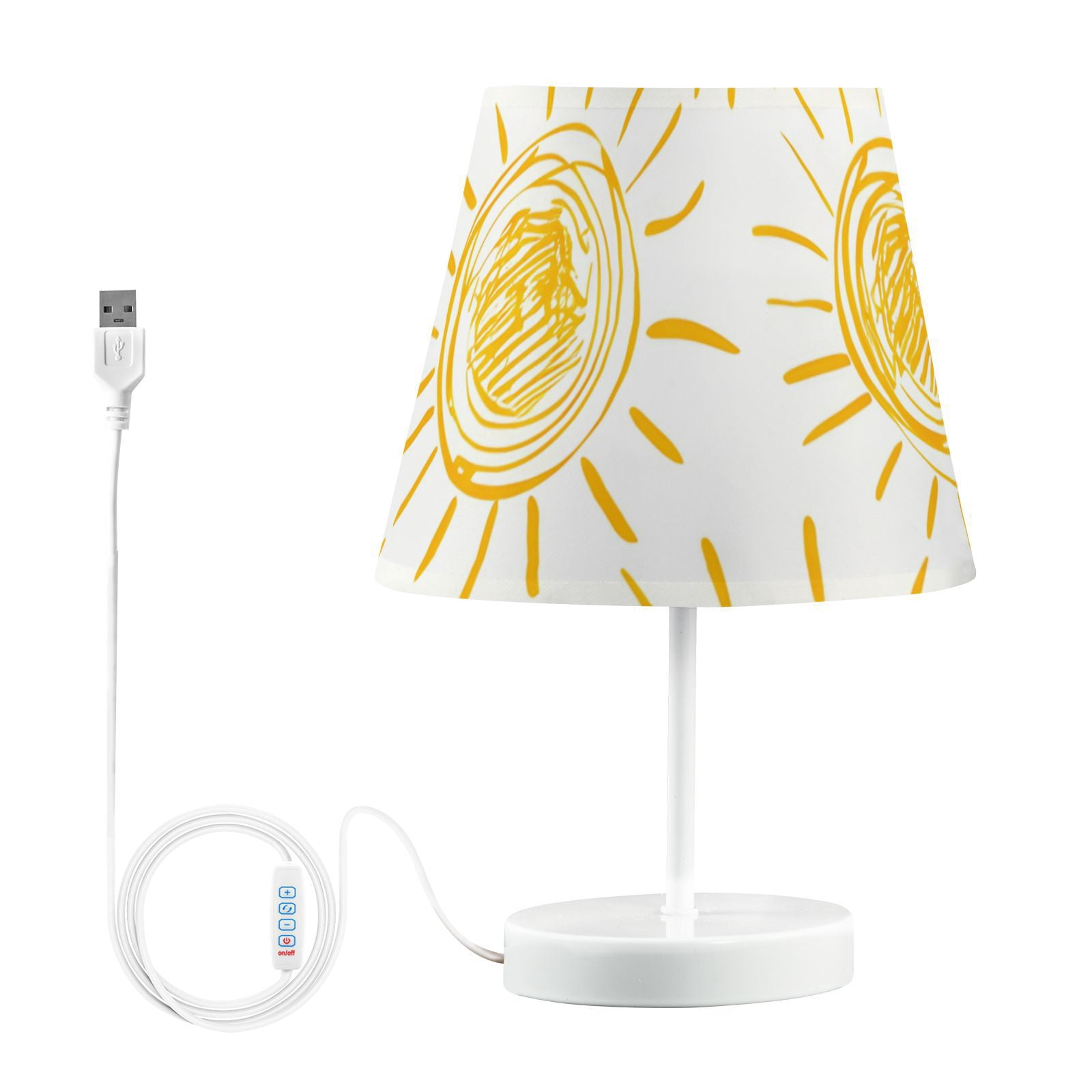 Sun Drawings Print LED Desk Lamp Table Lamp USB Bedside Nightstand Small Lamp for Bedroom Living Room Kids Room