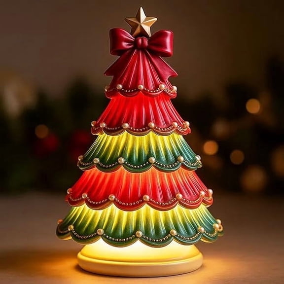 Nkmbld Tabletop Christmas Tree with Light, Battery Operated Xmas Tree Night Light for Fireplace Living Room Dining Table Christmas Decoration
