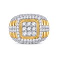 thumbnail image 2 of FB Jewels 14kt Yellow Gold Mens Round Diamond Ribbed Square Cluster Ring 5 Cttw, 2 of 4
