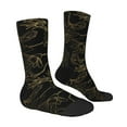 thumbnail image 2 of Goofa Gold Gloss Outline Floral Printed Men's Crew Socks, Soft Durable Breathable Moisture-Wicking with Odor Control Cotton socks, 2 of 9