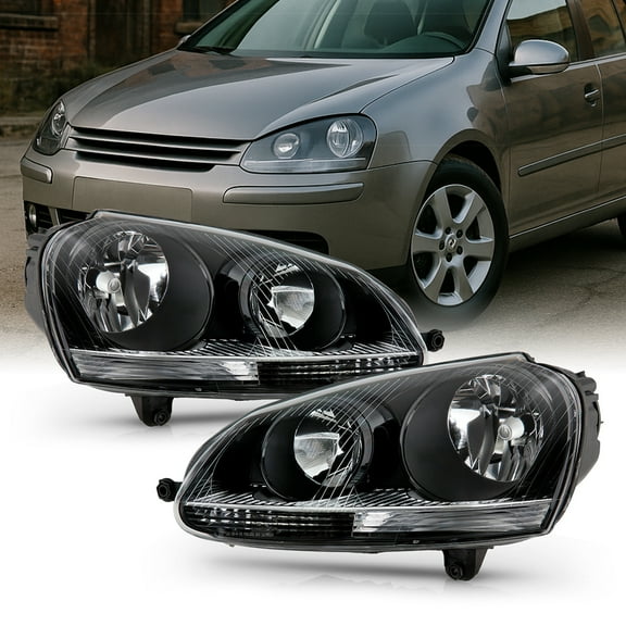 AKKON - For VW Jetta/GTI/R21/Rabbit MK5 Halogen Type Black Bezel Headlight Lamp Assembly