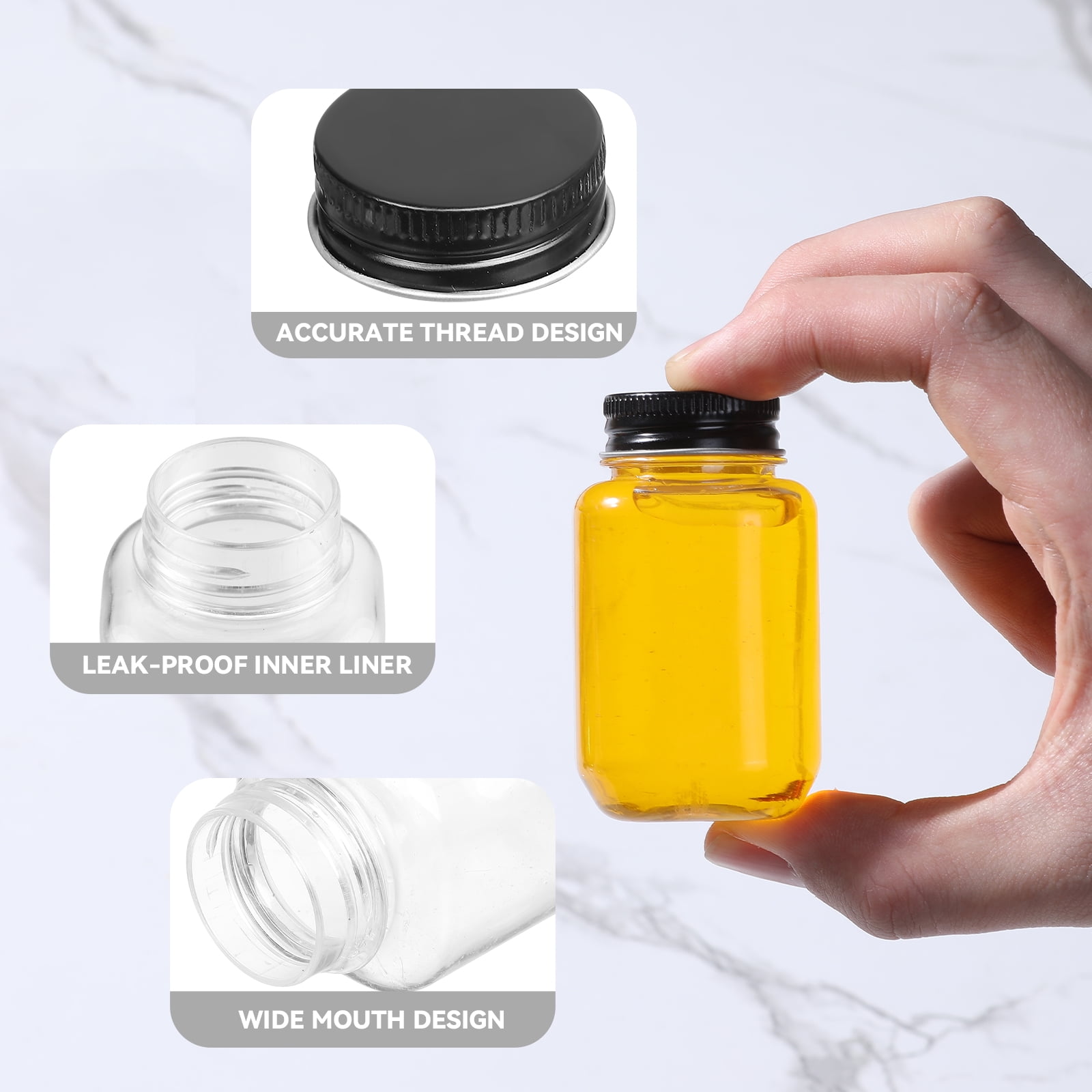 Novelinks 60 Pack 2 oz Plastic Storage Jars Clear Cosmetic Container with Lids Empty Sample Leak Proof Pot Jars for Travel Storage,Lotion,Cream,Jewelry,Eye Shadow,Painting,DIY Crafts,Black