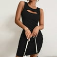 thumbnail image 4 of Women's Sexy Ruched Bodycon Mini Sleeveless Dresses Black l, 4 of 6