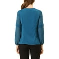 thumbnail image 3 of BLUSA DE CHIFFON PARA MUJERES INSPIRE CHIC CON ESCOTE EN FORMA DE LLAVE Y MANGAS PATCHWORK, TOP ELEGANTE PARA TRABAJO XL AZUL LAGO, 3 of 6