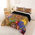 thumbnail image 2 of jejeloiu Vibrant Mandala Queen Comforter Set For Men Women,Bohemian Pattern Comforter Sets Queen,Multi Color,Black Reversible,3pcs,1 Comforter and 2 Pillowcases, 2 of 7