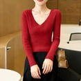 thumbnail image 3 of yillto Lightweight Sweaters for Womens Soft Knit Long Sleeve V Neck Sweater Fall Slim Fashion Outfits, 3 of 7