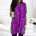 thumbnail image 2 of Timegard Womens Tops Crew Neck Long Sleeve Color Block Glitter Loose Long Tops with Pockets Club Wear, 2 of 6