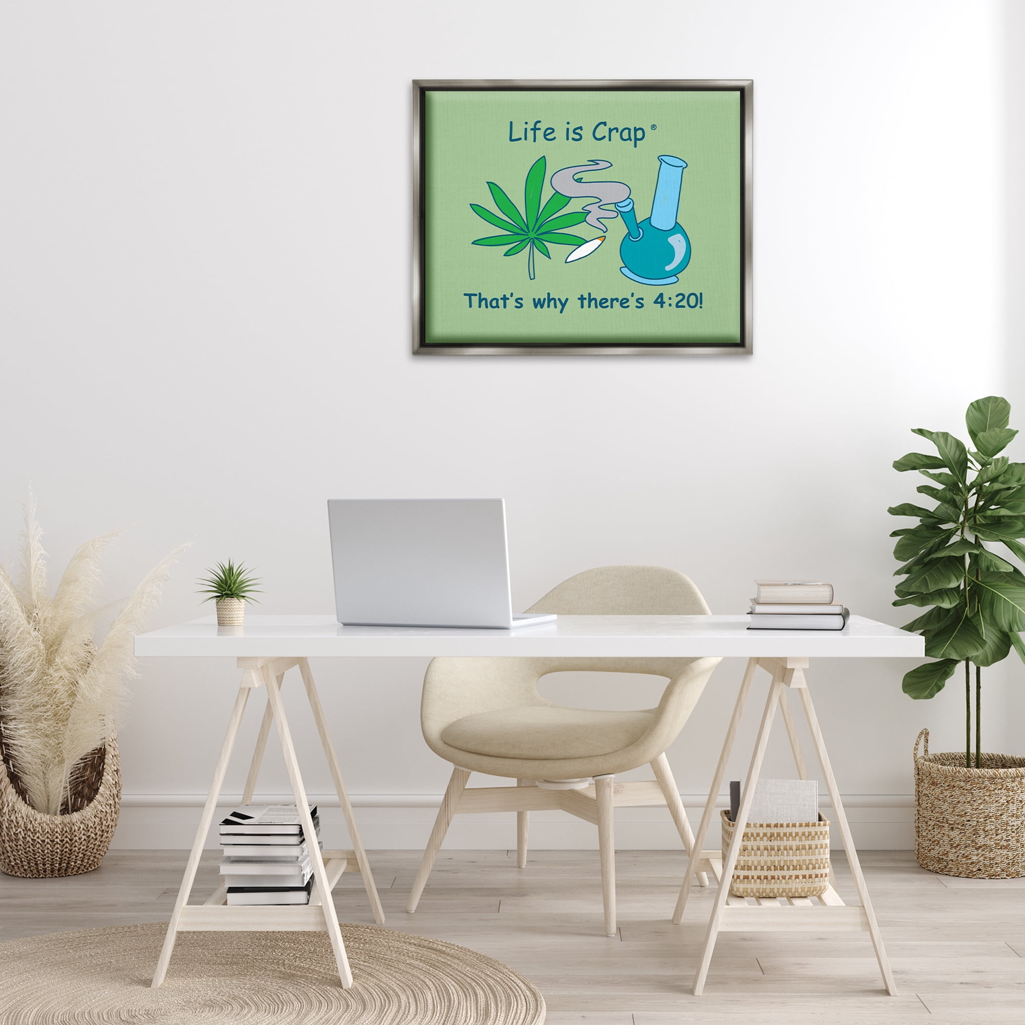 Stupell Industries Funny That's Why 420 Novelty & Humor Painting Gray Floater Framed Canvas Art Print Wall Art, 31 x 25