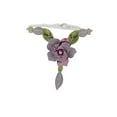 thumbnail image 4 of Women Silver Metal Chain Boot Bracelet Shoe Purple Flower Charm Anklet, 4 of 14