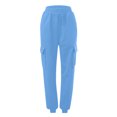 thumbnail image 4 of Cargo Sweatpants Women Casual Baggy Fleece Lined High Waisted Joggers Pants Wide Leg y2k Streetwear Cinch Bottom Yoga Pant with Pockets, 4 of 4