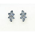 thumbnail image 3 of Faship Dusty Blue Rhinestone Crystal Floral Clip On Style Earrings, 3 of 5
