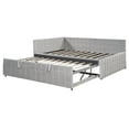 thumbnail image 6 of Harper & Bright Designs Full Size L Shaped Platform Bed with Pop Up Trundle, Wood Upholstered Corner Bed Frame with USB ports, Gray, 6 of 14