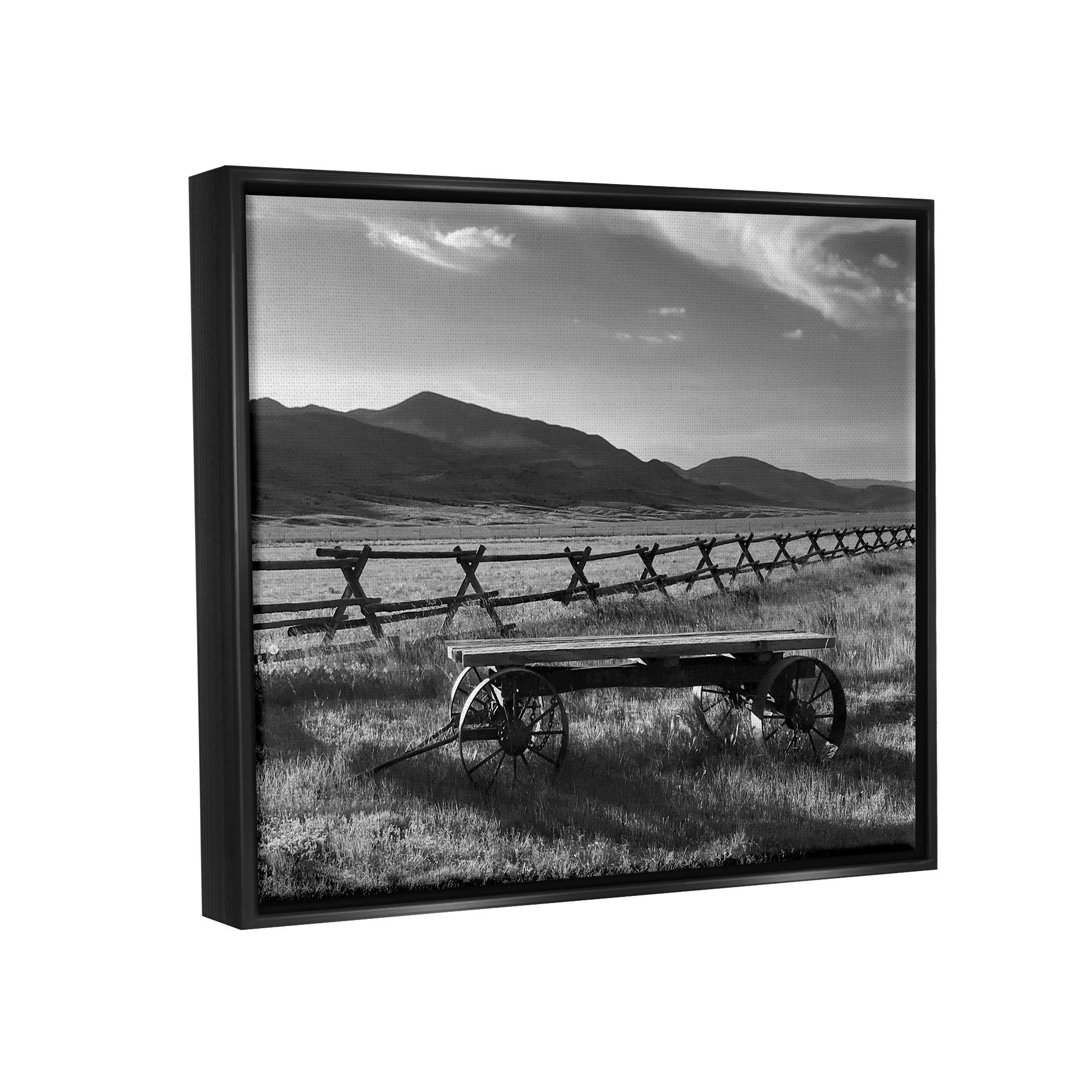 Stupell Industries Country Wagon Scenery Landscape Photography Black Floater Framed Canvas Art Print Wall Art, 21 x 17