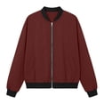 thumbnail image 4 of Wxolcjlv Women's Boxy Bomber Jackets Full Zip Color Blocking Outerwear Lightweight Regular Fit Tops, 4 of 4