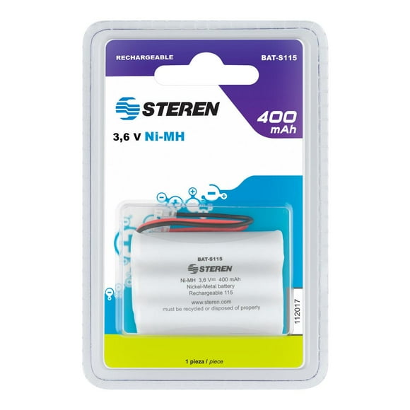 Pila telefónica recargable NiMH de 3.6 Vcc, 400 mAh Steren BAT-S115