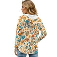 thumbnail image 2 of DISNIMO Flower Printed Pullover Tops for Women V Neck Hoodies Long Sleeve Sweatshirts Waffle Hooded Sweatshirt for Fall Winter, S, 2 of 7