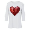 thumbnail image 4 of ZHYou Womens T-Shirts Valentine's Day V-Neck Valentine's Day Printed 3/4 Sleeve Loose Fit Casual Soft Spring Summer Shirts,White,L, 4 of 4
