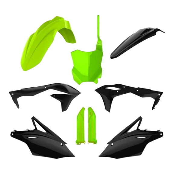 Polisport Motocross (MX) Replica Plastic Kit for Kawasaki KXF450 (2017–2018) Dirt Bike – OEM Quality, Durable, Flexible & Perfect Fit – FLO Yellow/Black