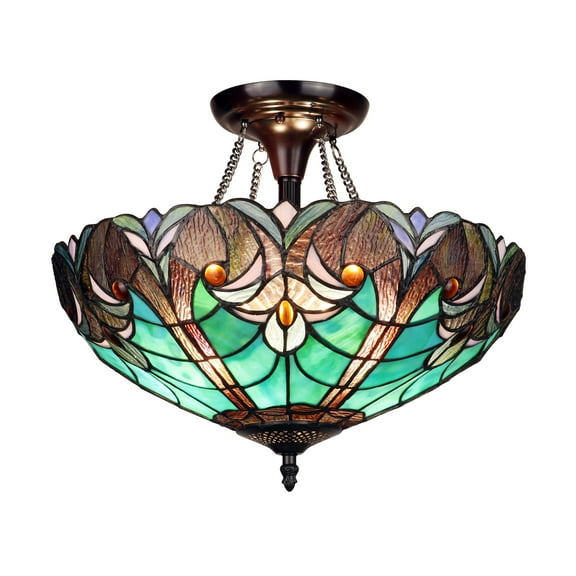 RADIANCE Goods Victorian-Style 2-Light Antique Dark Bronze Finish Ceiling Semi-Flush Mount 16" Wide