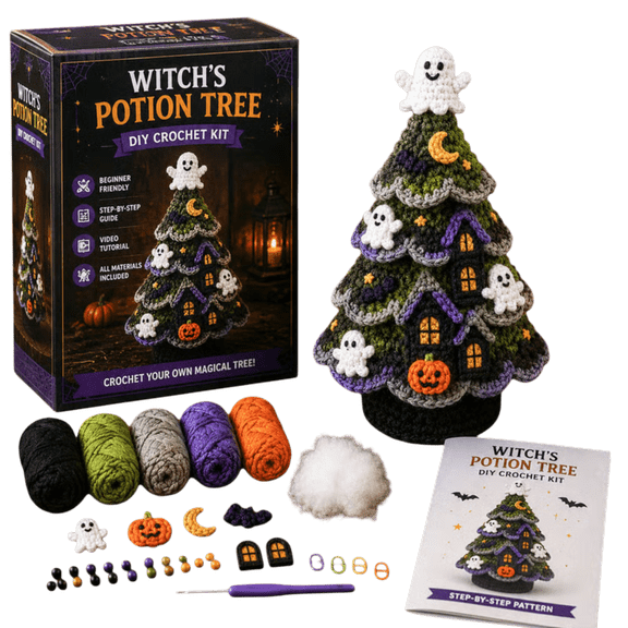 Halloween Tree DIY Crochet Kit, DIY crochet kit for beginners, Spooky handmade craft kit, Full Accessories Pack, Halloween tree decorations, Unique Handcraft Gift for Craft Lovers
