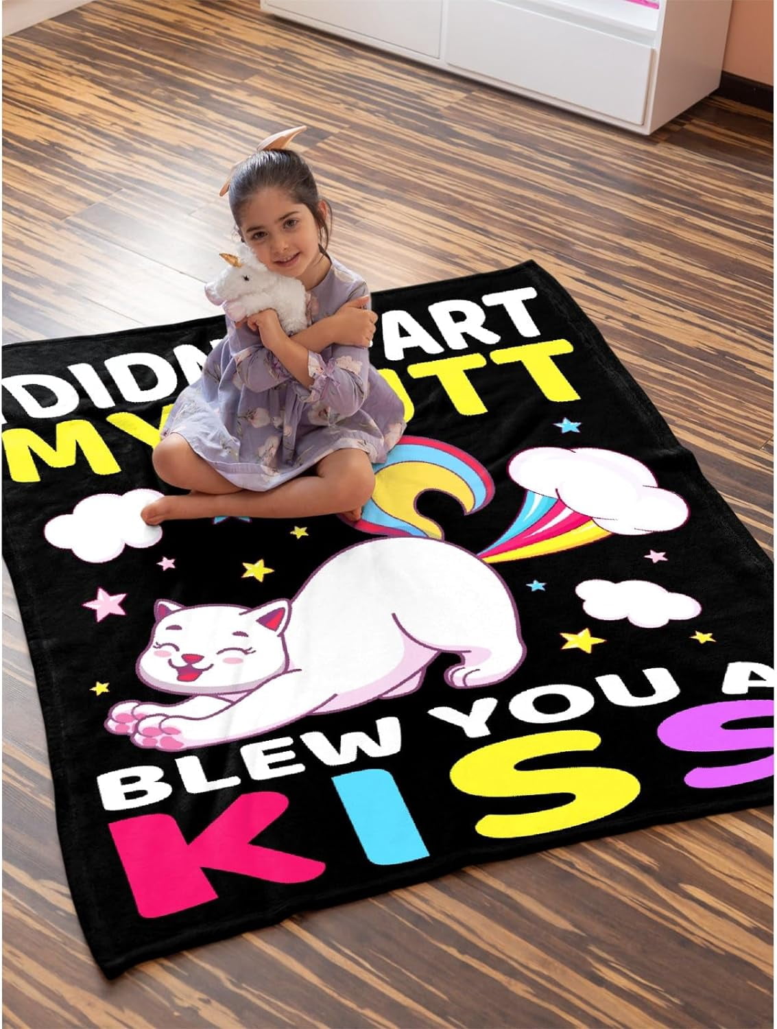 Funny Cat Blanket Gift for Girls Boys 40x50 Inches Soft Flannel Throws Blankets Funny Gift for Teen Women Men Adult Cute Cat Lover Gifts for Birthday Christmas Halloween Bed Sofa Couch