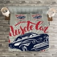 thumbnail image 3 of Ambesonne Cars Quilted Bedspread Set 3 Pcs, Muscle Car Hot as Hell, King Size, Navy Blue Red Pale Grey, 3 of 3
