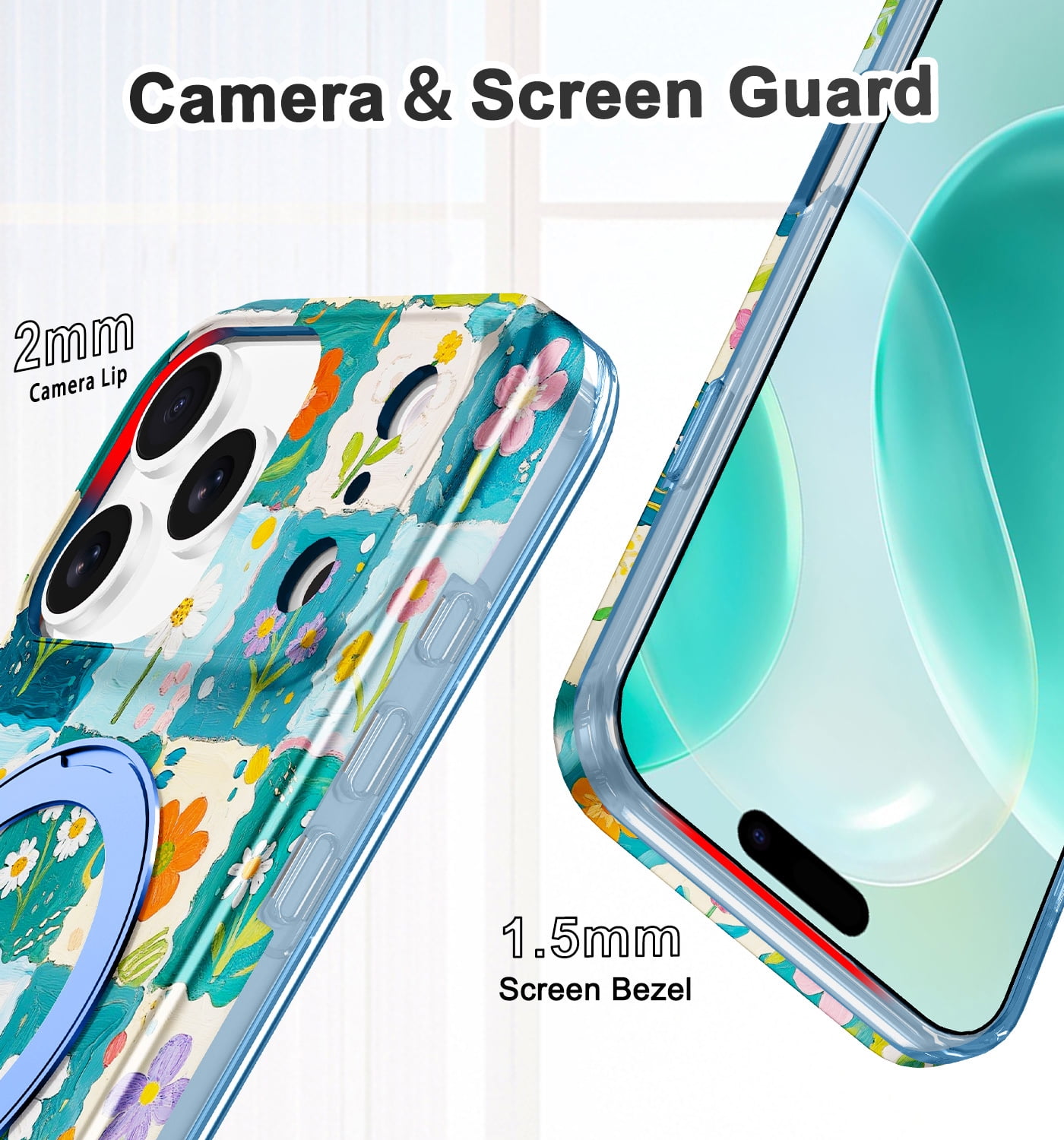 CASEFIV for iPhone 17 Pro Case with Magnetic Invisible Ring Stand [Compatible with Mag-Safe],Full Body Rugged Slim Shockproof Marble Pattern Design Casefor Women Men Girls,Rose Gold
