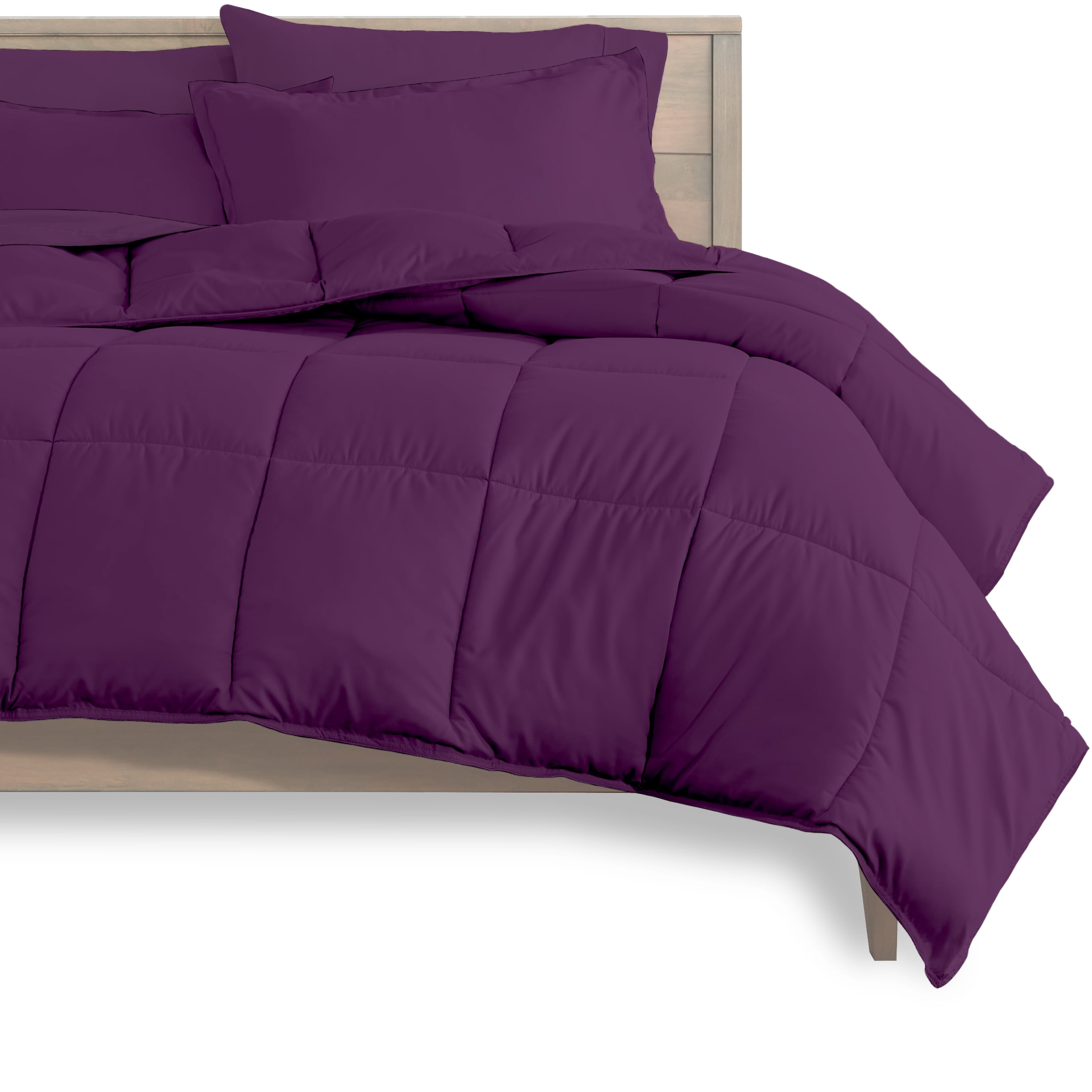 "Bare Home Plum 5 Piece Bed in a Bag Comforter Set with Sheets, Twin XL"