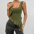 thumbnail image 6 of Lovskoo Summer Tops for Women 2024 Tank Tops Scoop Neck Sleeveless Solid Color Trendy Comfortable Breathable Blouses Tops Olive Green, 6 of 8