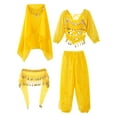 thumbnail image 5 of inhzoy Girls Indian Belly Dance Outfit Crop Top Ruffled Pants Hip Scarf Headscarf Festival Dancewear Yellow-A M, 5 of 7