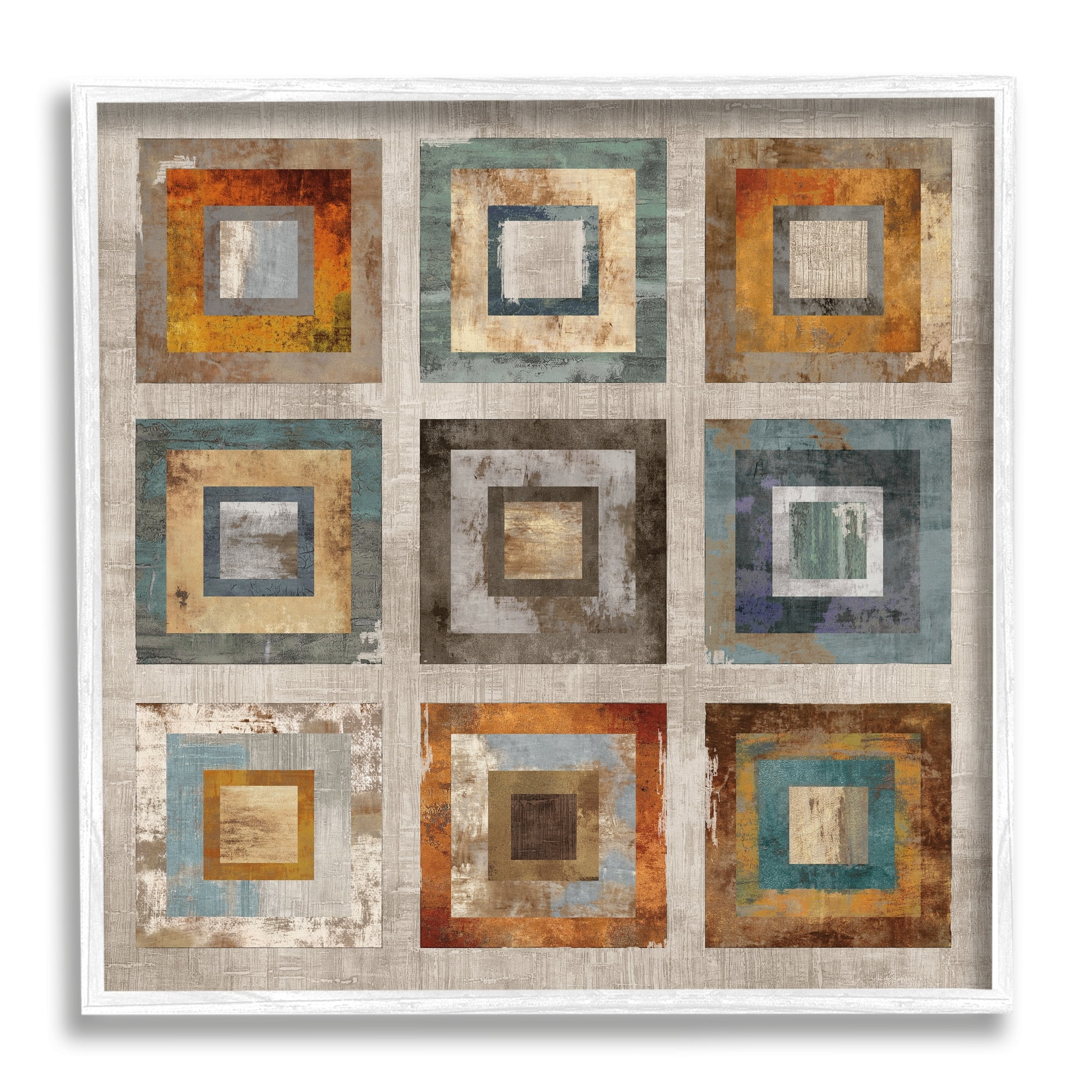 Stupell Industries Layered Square Collage Industrial Rust Tones Abstract Shapes, 12 x 12,Design by Cam Richards
