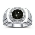 thumbnail image 1 of RYLOS Men's Rings Sterling Silver Ring Cabochon Gemstone & Diamonds Designer Style Black Star Sapphire Rings For Men Size 8, 1 of 7