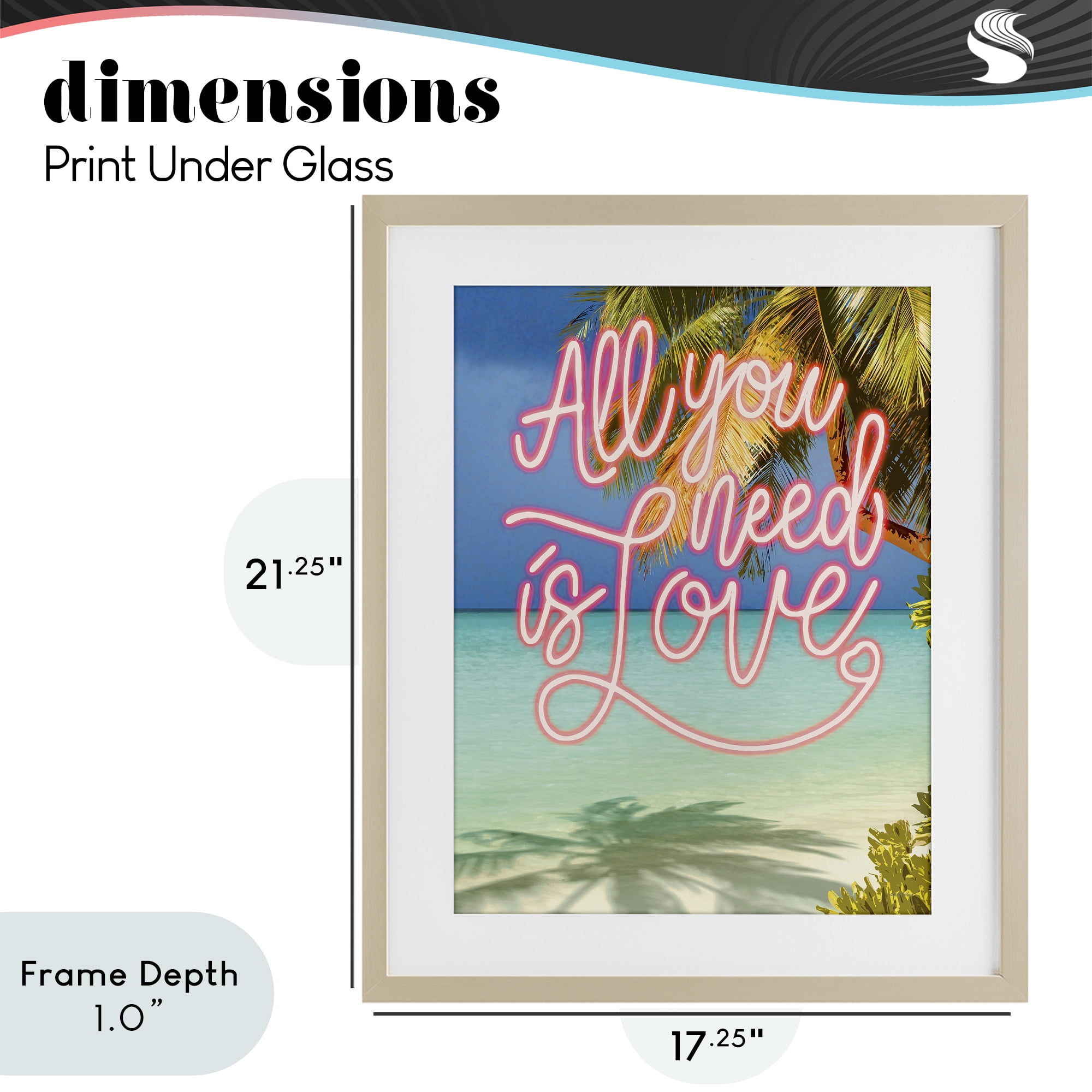 Stupell Industries Tropical All You Need Is Love Birch Framed Print Under Glass, design by Amber Sterling