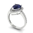 thumbnail image 2 of Halo Engagement Ring for Women - 2.36ct Simulated Blue Sapphire in 18K White Gold Promise Ring, 2 of 6