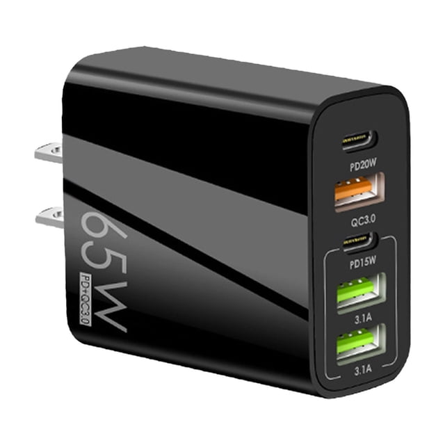 ziyahi Chargeur PD 65W Adaptateur de Charge USB pour Téléphone Intelligent avec Type-C PD+3USB Chargeurs de Cellulaire & Adaptateurs Secteurs