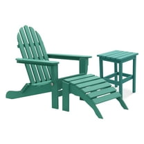 DuroGreen Folding Adirondack Chair With Ottoman and Side Table, Made With All-Weather Tangent Lumber, Oversized, High End Patio Furniture for Porch, Lawn, Deck, No Maintenance, , Aruba
