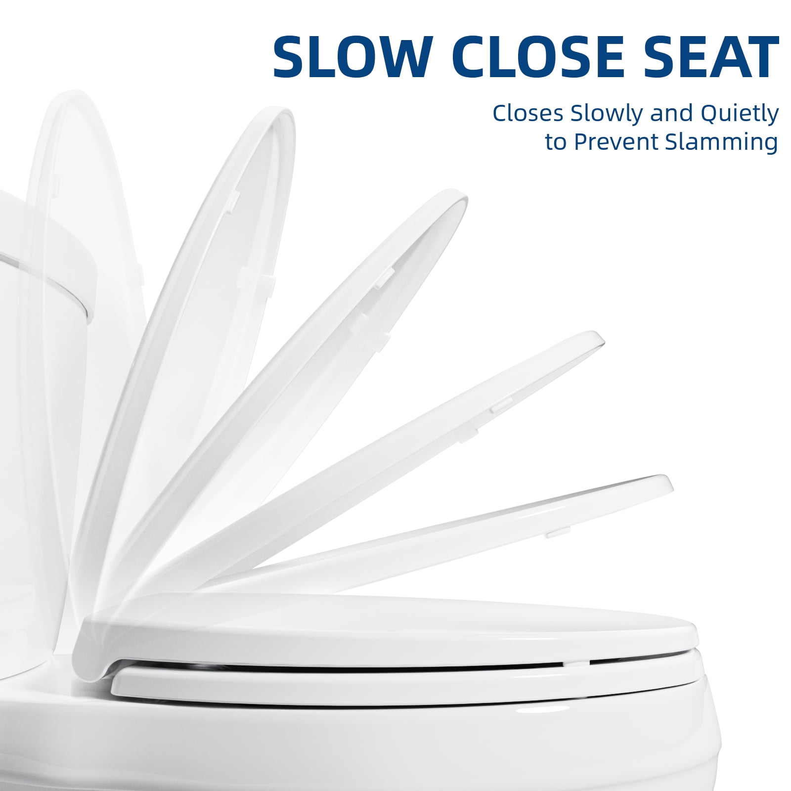 ROSYNEY Elongated Toilet Seat with Hinge, Slow Close, Easy Clean & Change Hinges, White