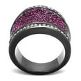thumbnail image 2 of IP Light Black (IP Gun) Stainless Steel Ring with Top Grade Crystal in Amethyst for Women Amethyst Stone Color Style TK2606 Size 6, 2 of 3