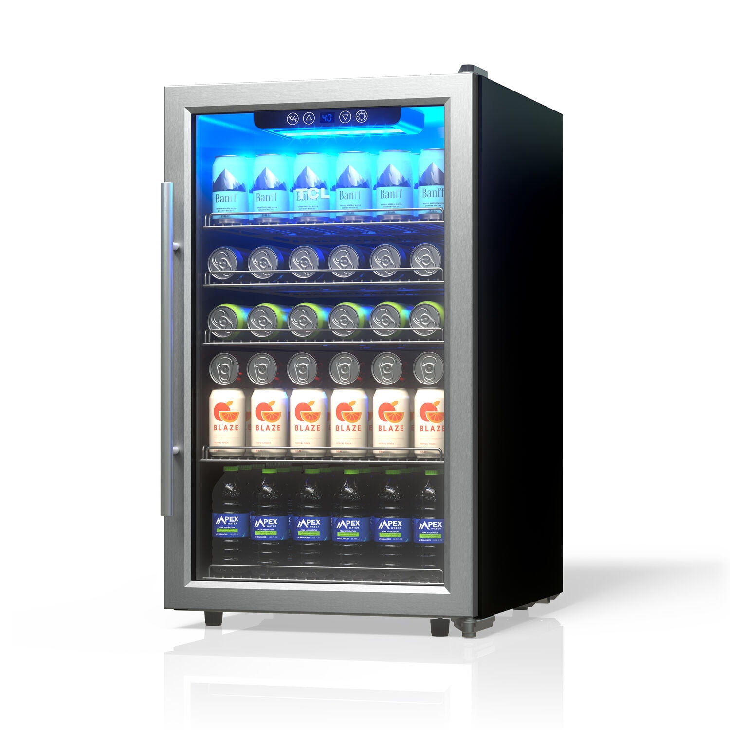 TCL Stainless Steel Single Door 132 Can Beverage Cooler for Kitchen, Bedroom & Office, 4.24 Cu. Ft.