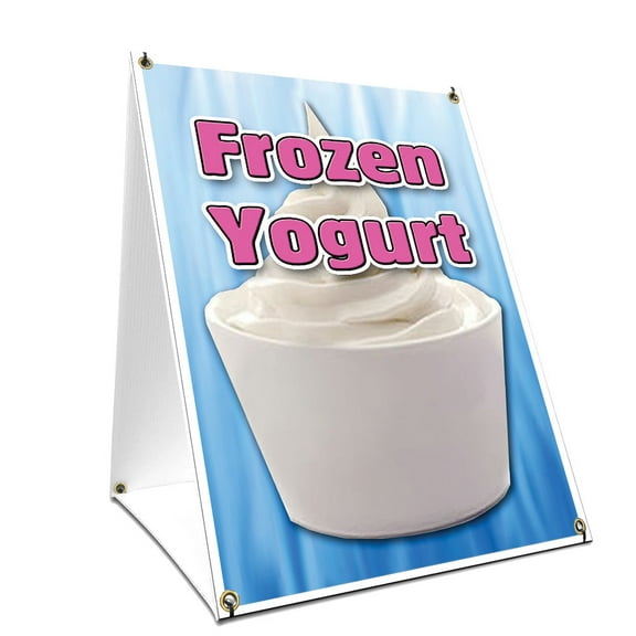 A-frame Sidewalk Frozen Yogurt Sign With Graphics On Each Side | 24" X 36" Print Size