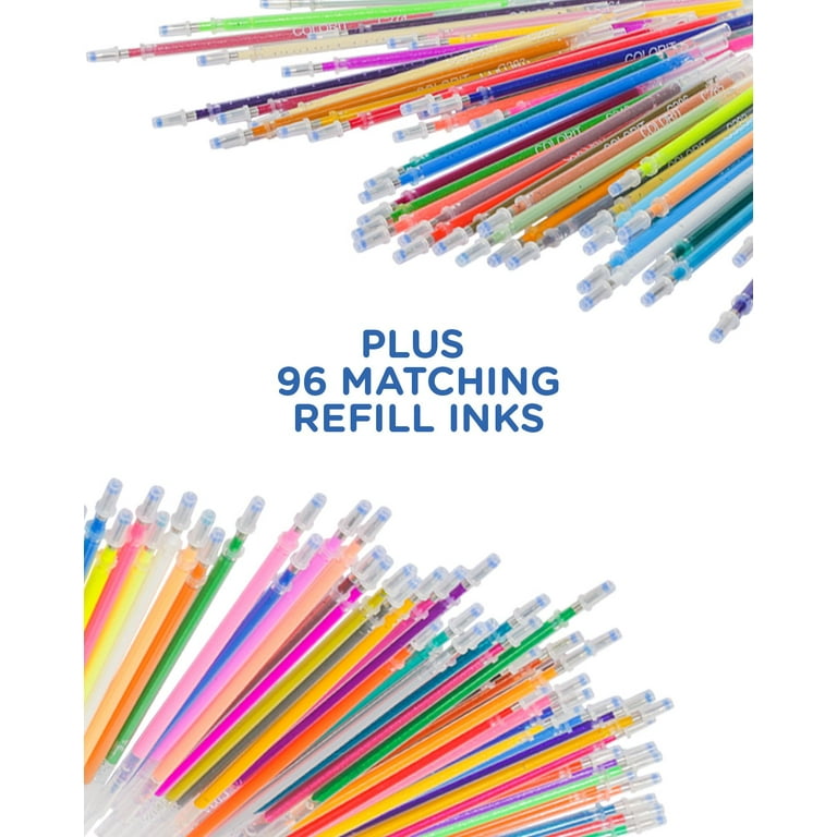 ColorIt Gel Pens For Adult Coloring Books 96 Pack - 48 Premium Quality Gel  Pens and Gel Markers for Adult Coloring with 48 Matching Refills (96 Count